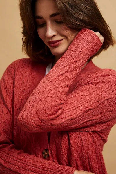 Marisse Long Raspberry Cardigan