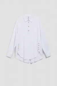 Marisse White Shirt With Decorative Buttons On The Neckline And Sleeves