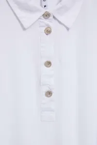 Marisse White Shirt With Decorative Buttons On The Neckline And Sleeves