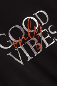 Marisse Black Blouse With An Inscription And Ties