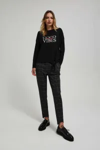 Marisse Black Blouse With An Inscription And Ties