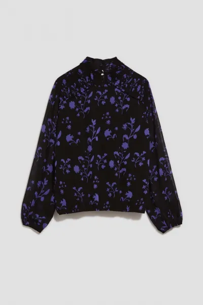 Marisse Black Floral Pattern Shirt