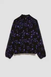 Marisse Black Floral Pattern Shirt