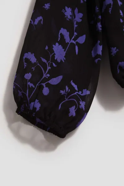 Marisse Black Floral Pattern Shirt