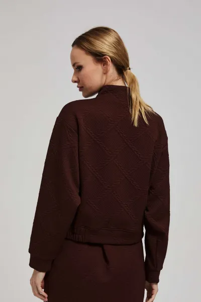 Marisse Brown Blouse With Decorative Buttons