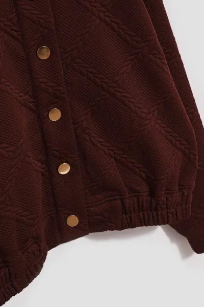 Marisse Brown Blouse With Decorative Buttons