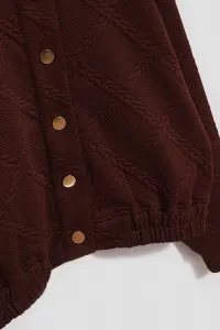 Marisse Brown Blouse With Decorative Buttons