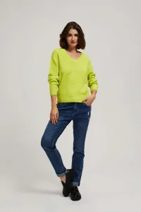Marisse Lime V-Neck Sweater