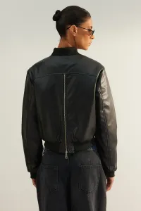 Trendyol Limited Edition Black Premium oversize kabát z umelej kože na zips