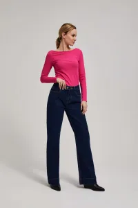 Marisse Mid-Rise Wide-Leg Jeans In Navy Blue