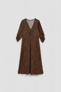 Marisse Brown Leopard Print Midi Dress