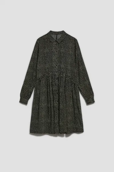 Marisse Black Shirt Dress With A Flared Bottom