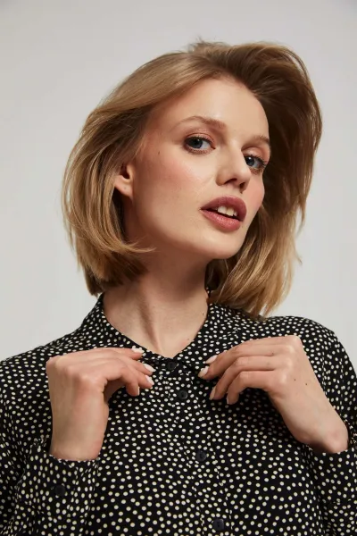 Marisse Black Shirt Dress With A Flared Bottom
