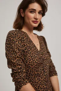 Marisse Brown Leopard Print Midi Dress