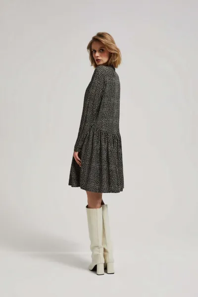 Marisse Black Shirt Dress With A Flared Bottom