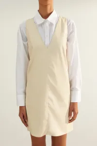 Trendyol Stone rovný strih z umelej kože Gilet tkané šaty