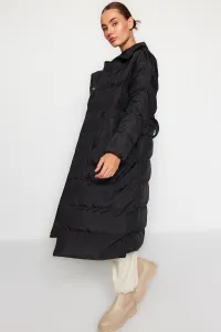 Trendyol Black Belted vodoodpudivý dlhý nafukovací kabát