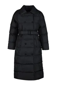Trendyol Black Belted vodoodpudivý dlhý nafukovací kabát
