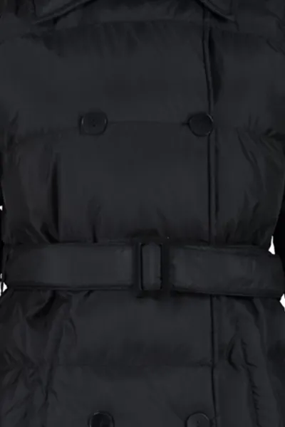 Trendyol Black Belted vodoodpudivý dlhý nafukovací kabát
