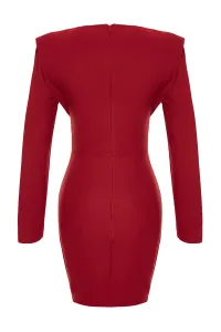Trendyol Burgundy vlnitá kombinéza tkané tkané šaty