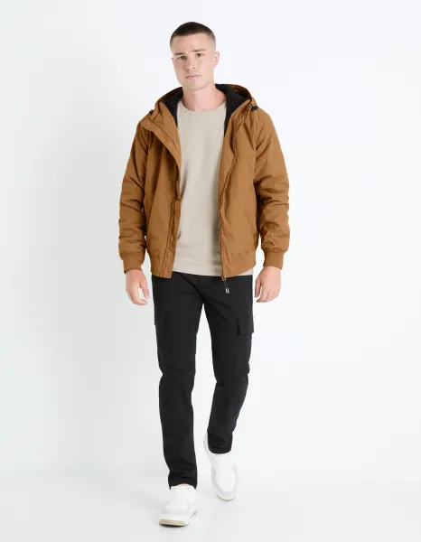 Hnedá pánska bunda Celio Fuhoodie2