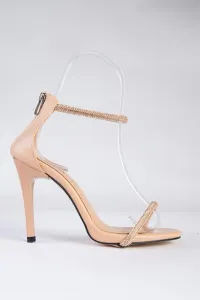 Fox Shoes Tan/bronze Single Band Stone Women's Evening Dress Shoes