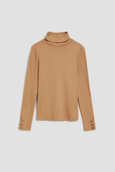 Marisse Ribbed Turtleneck Blouse