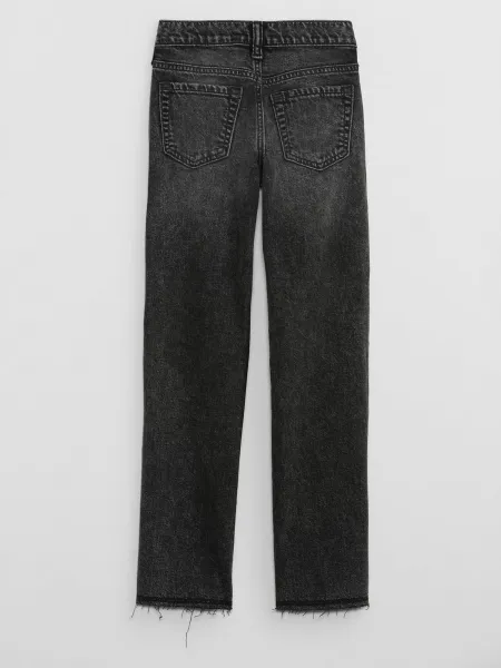 Čierne dievčenskú straight fit džínsy Gap