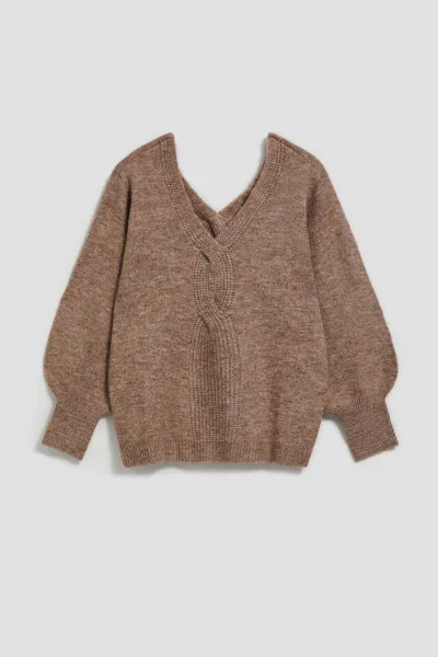 Marisse Dark Beige V-Neck Sweater