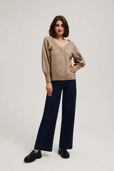 Marisse Dark Beige V-Neck Sweater