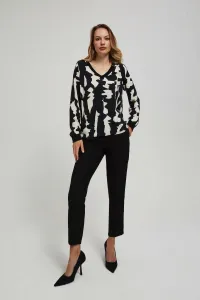 Marisse Patterned V-Neck Shirt, Black