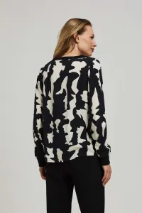 Marisse Patterned V-Neck Shirt, Black