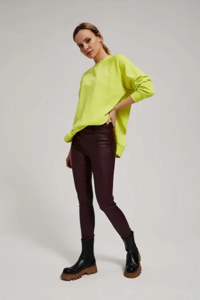 Marisse Waxed Skinny Trousers In Maroon