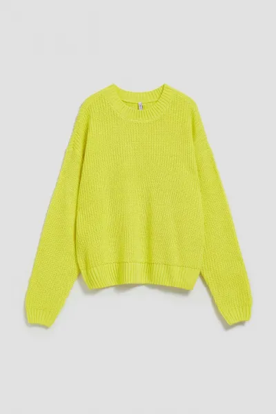 Marisse Lime Round Neck Sweater