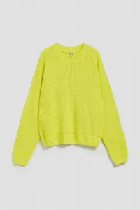 Marisse Lime Round Neck Sweater