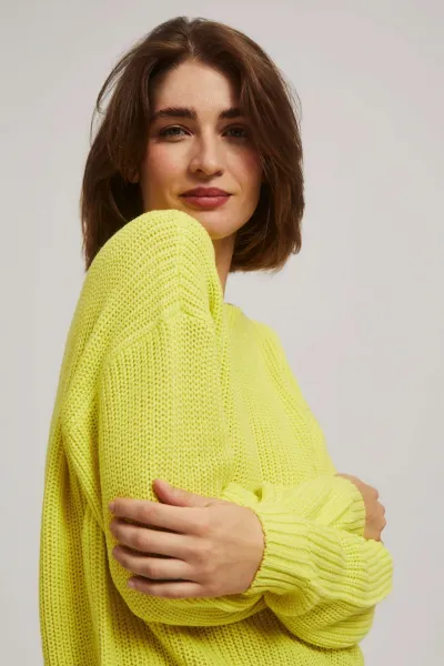 Marisse Lime Round Neck Sweater