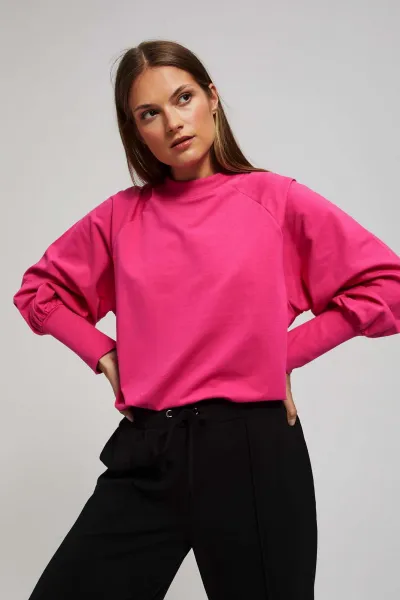 Marisse Fuchsia Puff Sleeve Sweatshirt