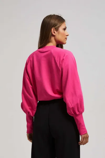 Marisse Fuchsia Puff Sleeve Sweatshirt