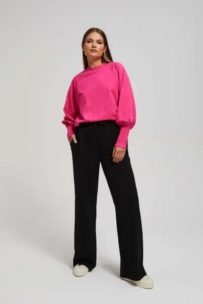 Marisse Fuchsia Puff Sleeve Sweatshirt