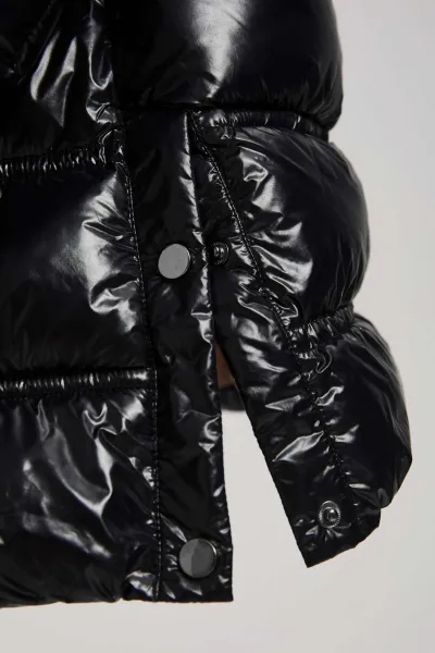 Marisse Short Quilted Black Jacket With A Hood