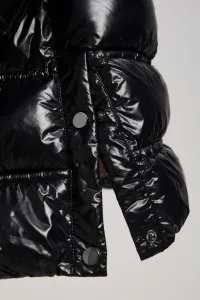 Marisse Short Quilted Black Jacket With A Hood