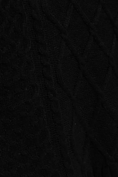 Marisse Black Long Sleeve Sweater With Decorative Weave