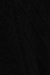 Marisse Black Long Sleeve Sweater With Decorative Weave