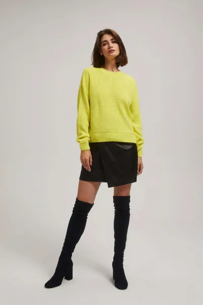 Marisse Lime Round Neck Sweater
