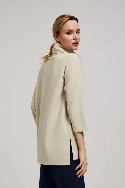 Marisse Sand Wide Turtleneck Sweatshirt