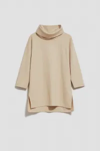 Marisse Sand Wide Turtleneck Sweatshirt