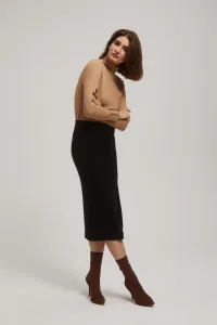 Marisse Black Midi Pencil Skirt With Slit