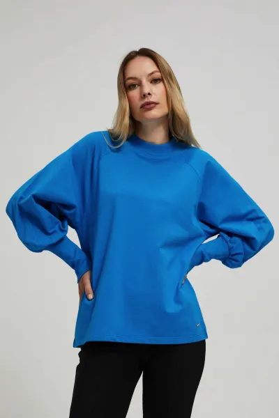 Marisse Azure Blouse With Puffed Sleeves