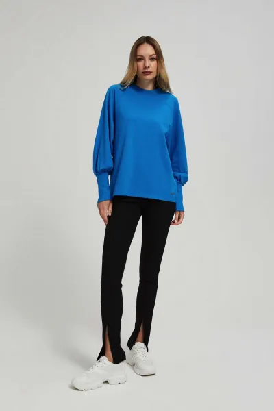 Marisse Azure Blouse With Puffed Sleeves