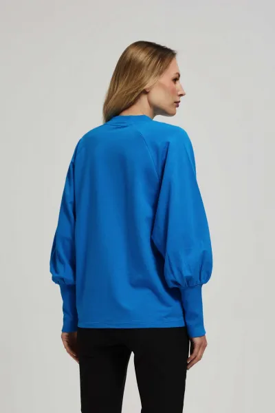 Marisse Azure Blouse With Puffed Sleeves